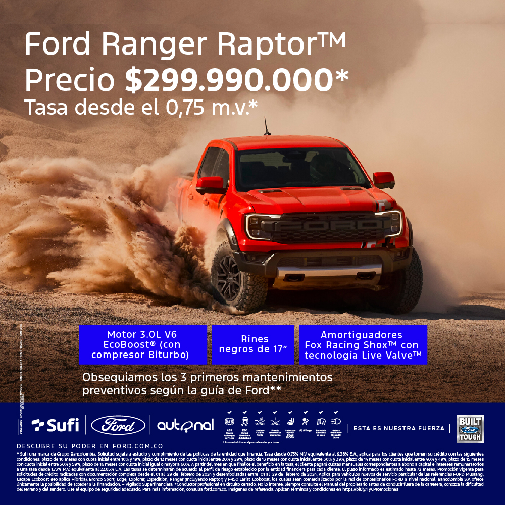 Ford Ranger Raptor Febrero 1400x570px