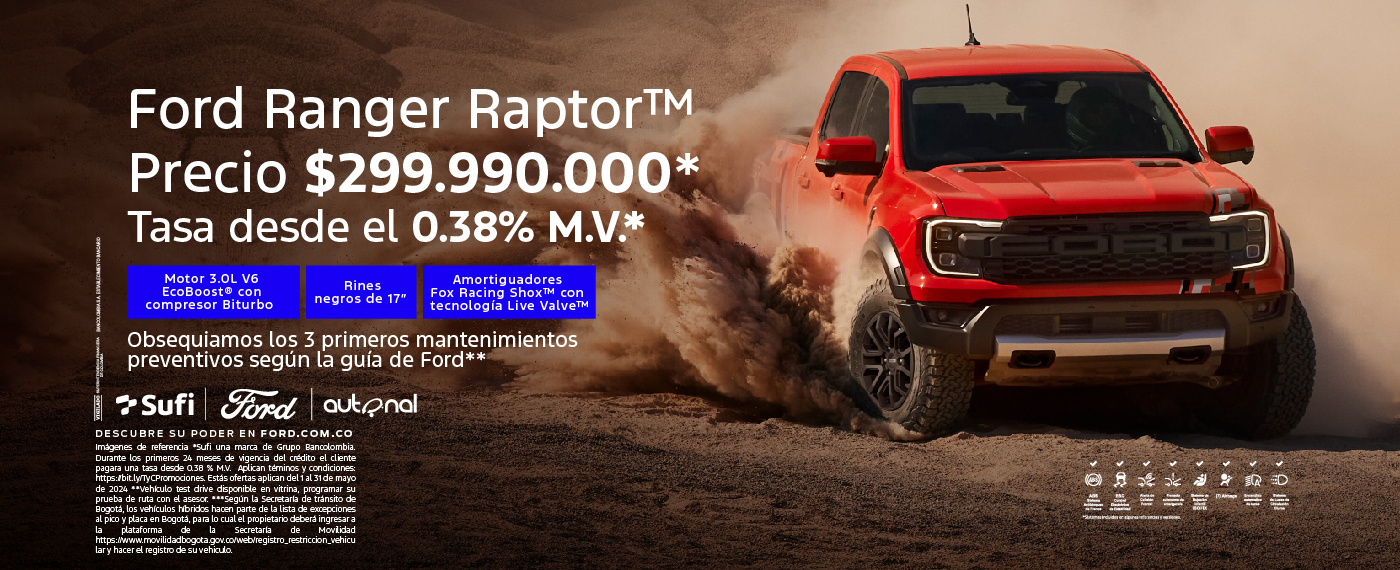 Ford Ranger Raptor Mayo 1400x570px